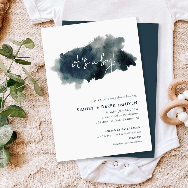 Indigo Ink Wash ist eine Baby-Dusche Einladung (Von Creator hochgeladen)