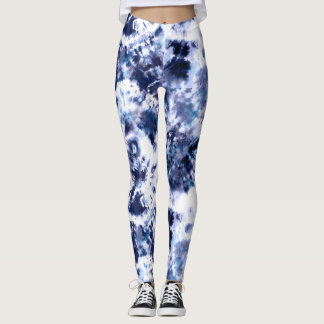 Indigo-Krawatten-Druck-Leggings Leggings