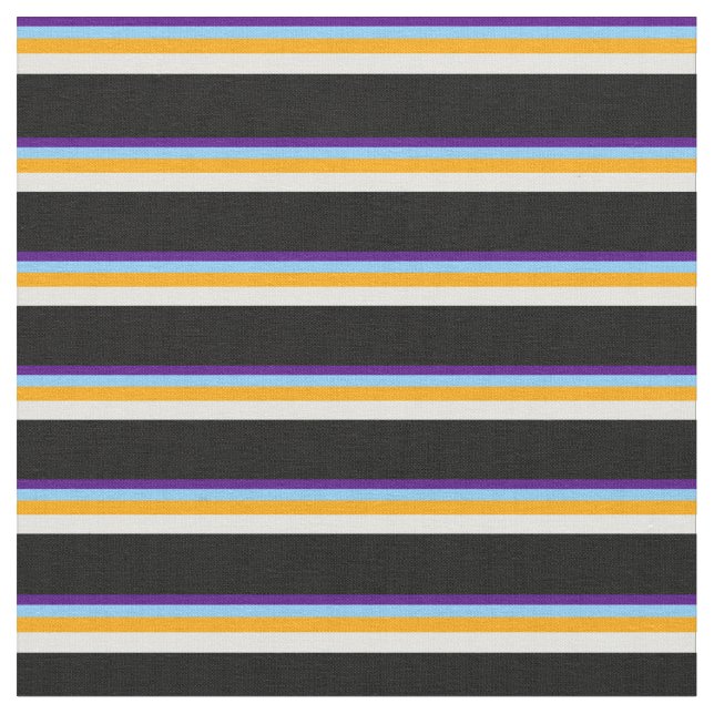 Indigo, Light Sky Blue, Orange, Light Cyan & Black Stoff (Nahaufnahme)