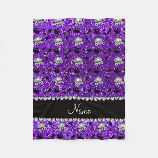 Indigo lila Glitzer Prinzessin Kronen wandelt Ster Fleecedecke (Vorderseite)