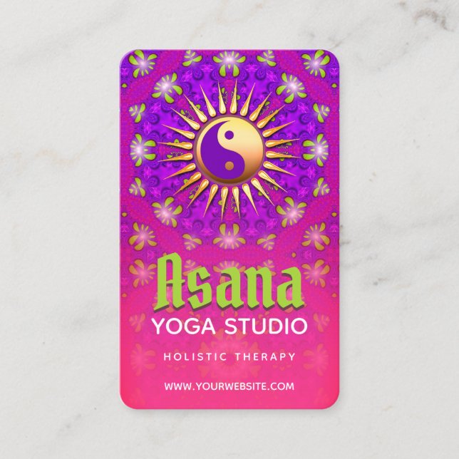 Indigo Lila & Pink Yin Yang Holistic Asana Yoga Visitenkarte (Vorderseite)