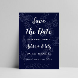 Indigo Lila schlichte Minimalistische Liebe Flora Save The Date