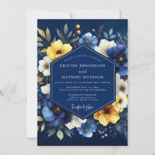 Indigo Luminous Bloom Hochzeit Einladung