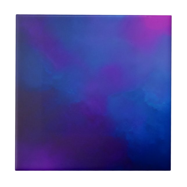 Indigo Marine lila rosa abstrakte Kunst Fliese (Vorderseite)