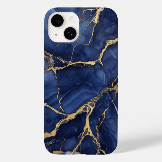 Indigo Marmor Case-Mate iPhone 14 Hülle (Rückseite)