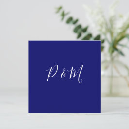 Indigo Minimalistische Hochzeit in Blau und Weiß Dankeskarte
