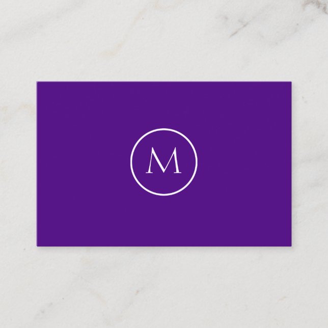 Indigo-Minimalistisches mit Monogramm elegantes Visitenkarte (Vorderseite)