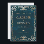 Indigo Mittelalterliche Hochzeit Save The Date<br><div class="desc">Goldmedaille Ivy Golden Elegante Hochzeit</div>