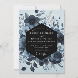 Indigo Moody Bloom Hochzeit Einladung