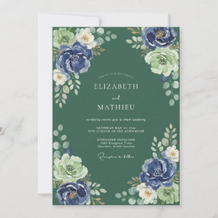 Indigo-Moos-Petal-Hochzeit Einladung
