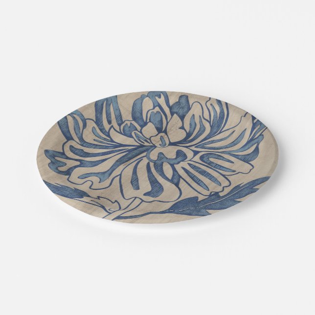 Indigo Mum Pappteller (Schrägansicht)