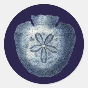 Indigo-Muscheln III Runder Aufkleber