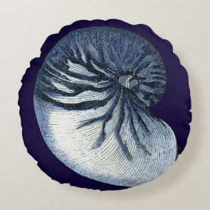 Indigo-Muscheln VII Rundes Kissen