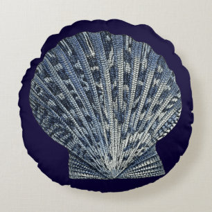Indigo-Muscheln VIII Rundes Kissen