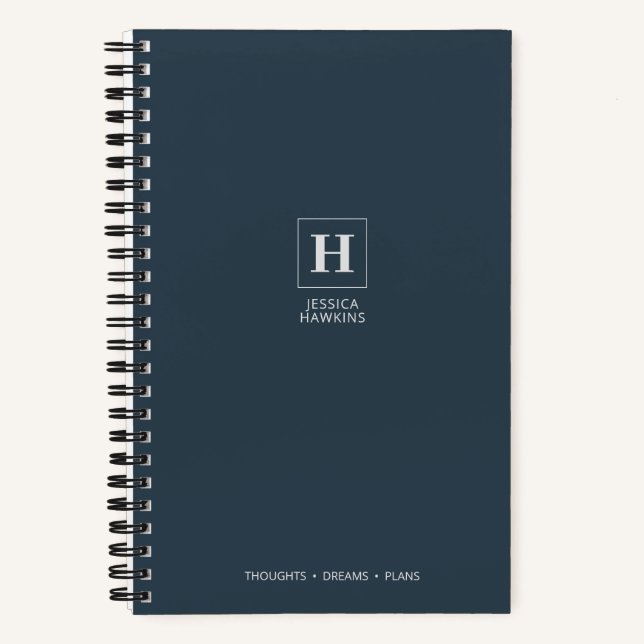 Indigo Navy Blue Classic Monogram Notizbuch (Vorderseite)