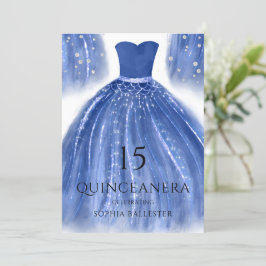 Indigo Navy Blue Mermaid Dress Quinceanera Einladung