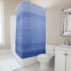 Indigo Navy Blue Ombre Wasserfarbmuster Duschvorhang