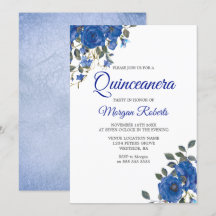 Indigo Navy Mitternacht Blumen Quinceanera