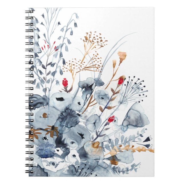 Indigo & Ochre - Aquarellfarben-Blume Notizblock (Vorderseite)