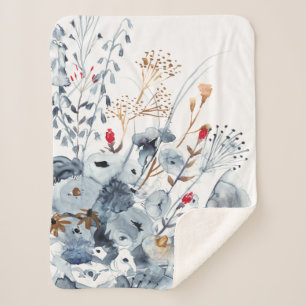 Indigo & Ochre - Aquarellfarben-Blume Sherpadecke