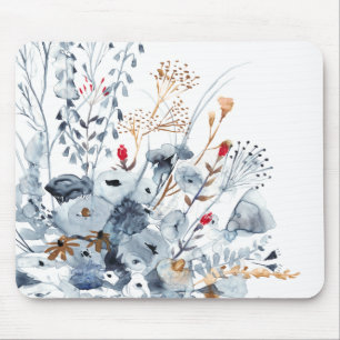 Indigo & Ochre - Blume für Wasserfarben Mousepad