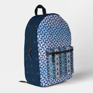 Indigo-Ottomanische und japanisch inspirierte Kuns Bedruckter Rucksack