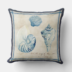Indigo-Ozean-StrandSketchbookwatercolor-Muscheln Kissen