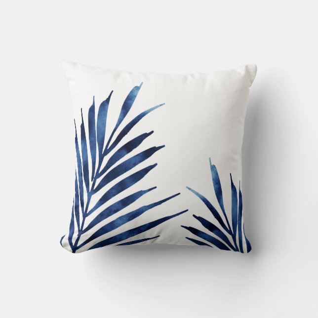 Indigo Palm Fronds Kissen (Vorderseite)