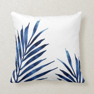 Indigo Palm Fronds Kissen
