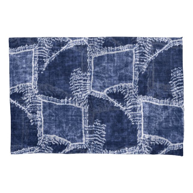 Indigo Patchwork: Textured Checked Elegance Kissenbezug (Vorderseite)