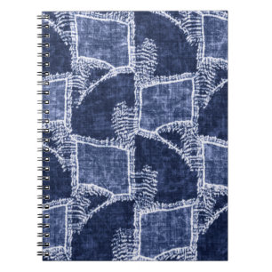 Indigo Patchwork: Textured Checked Elegance Notizblock