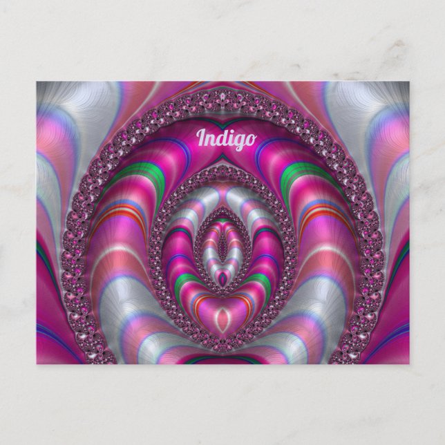 INDIGO ~ PINK 3D-Fraktal Design ~ Postkarte (Vorderseite)