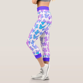 Indigo Pink Lila Cactus Hues Capri Leggings