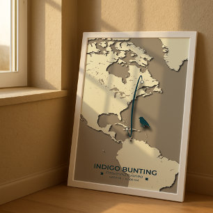 Indigo-Rangiermigrationskarte - Minimalistisch Vin Poster