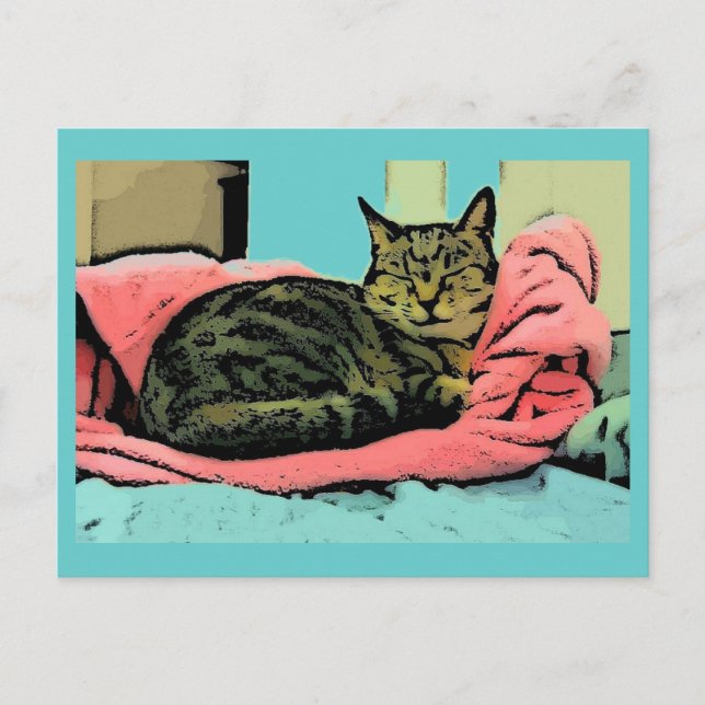 Indigo Robe Snuggle Cartoon Postkarte (Vorderseite)