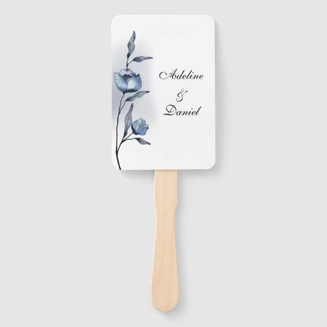 Indigo Romance Hochzeitsprogramm-Handventilatoren Fächer (Vorderseite)
