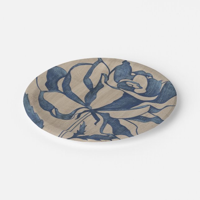 Indigo-Rose Pappteller (Schrägansicht)