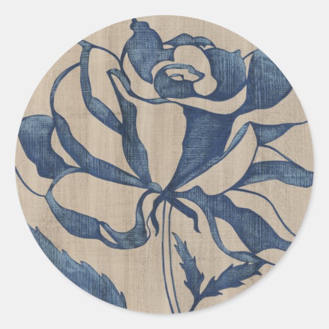 Indigo-Rose Runder Aufkleber (Vorderseite)