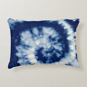 Indigo Round. Bohemische Gefärbte Krawatte. Blue R Dekokissen