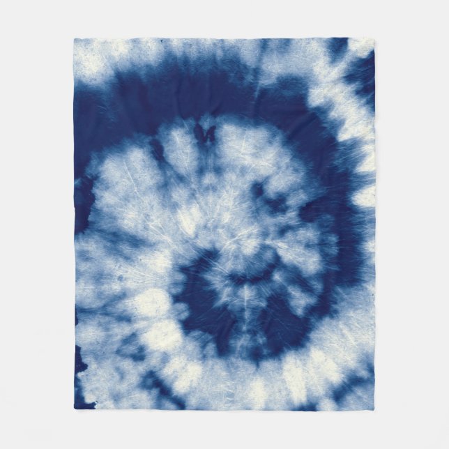 Indigo Round. Bohemische Gefärbte Krawatte. Blue R Fleecedecke (Vorderseite)