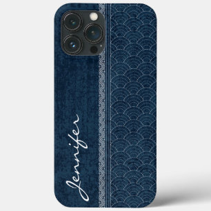 Indigo-Sashiko-Muster japanischer Stickerei-Name Case-Mate iPhone Hülle