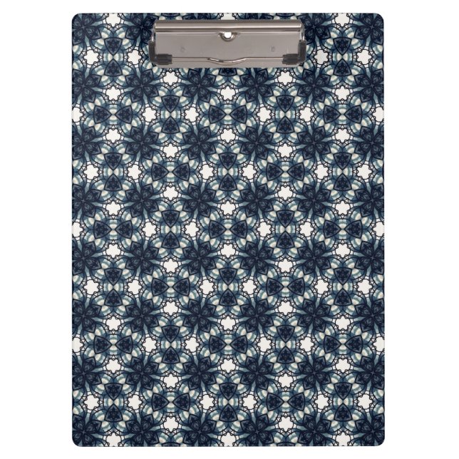 Indigo-Schnee-Blumen-Gitter Klemmbrett (Vorderseite)