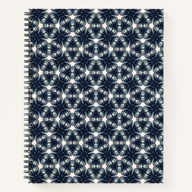 Indigo-Schnee-Blumen-Gitter Notizbuch (Vorderseite)