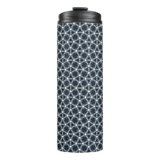 Indigo-Schnee-Blüten-Gitter Thermosbecher