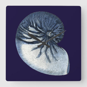Indigo Shells VII Quadratische Wanduhr