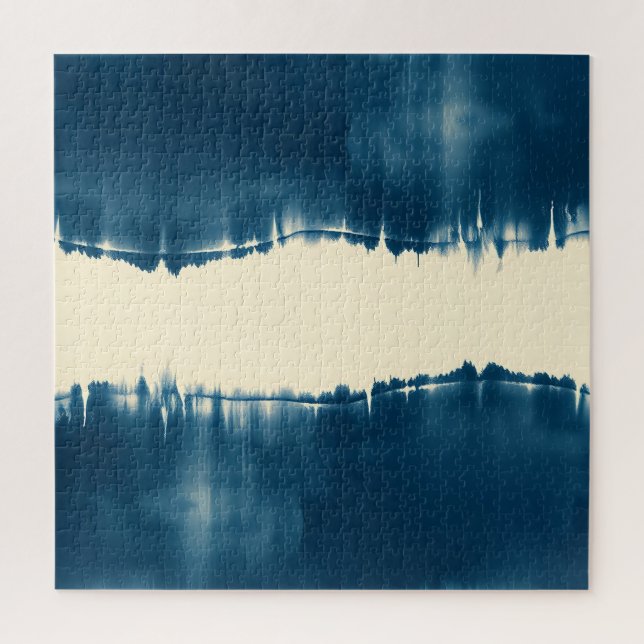 Indigo Shibori Abstrakte Moderne Horizontal (Vertikal)