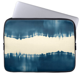 Indigo Shibori Abstrakte Moderne Horizontal Laptopschutzhülle
