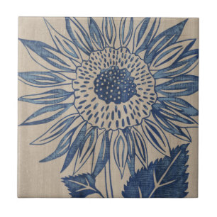 Indigo-Sonnenblume Fliese