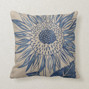 Indigo-Sonnenblume Kissen