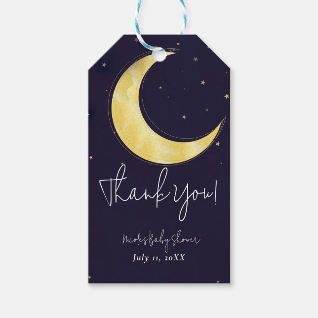 Indigo Star Fall Yellow Moon Starry Baby Dusche Geschenkanhänger (Vorderseite)